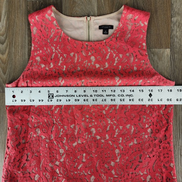 Ann Taylor Coral Lace Sleeveless Zipper Back Top Women's Size 8 - Picture 5 of 12